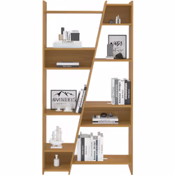 Naples Tall 11 Shelf Space Bookcase Shelving Display Unit - Oak Effect