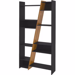 Naples Tall 11 Shelf Space Bookcase Shelving Display Unit - Black & Pine Effect