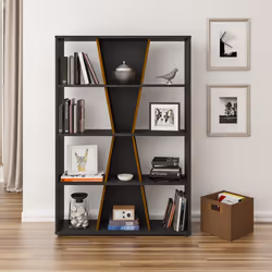 Naples 4 Shelf Medium Bookcase Shelving Unit - Black & Pine Effect