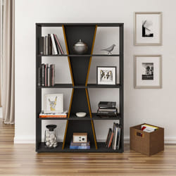 Naples 4 Shelf Medium Bookcase Shelving Unit - Black & Pine Effect