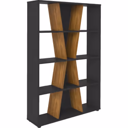 Naples 4 Shelf Medium Bookcase Shelving Unit - Black & Pine Effect