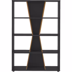 Naples 4 Shelf Medium Bookcase Shelving Unit - Black & Pine Effect