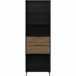 Seconique Madrid 2 Drawer 4 Shelf Bookcase Shelving Unit - Black & Acacia Effect