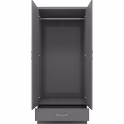 Nevada 2 Door 1 Drawer Wardrobe in 3D Effect Grey Hanging Rail Storage