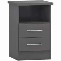 Nevada Bedside 2 Drawer 3D Effect Grey