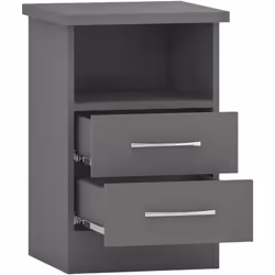 Nevada Bedside 2 Drawer 3D Effect Grey