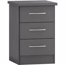 Nevada Bedside 3 Drawer 3D Effect Grey