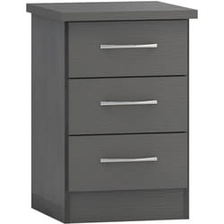 Nevada Bedside 3 Drawer 3D Effect Grey