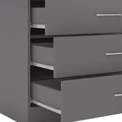 Nevada 3 Drawer Chest of Drawers 3D Effect Grey Metal Runners Handles