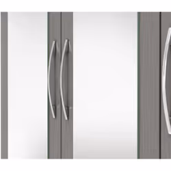 Nevada 4 Door 2 Drawer Mirrored Wardrobe in 3D Effect Grey Finish