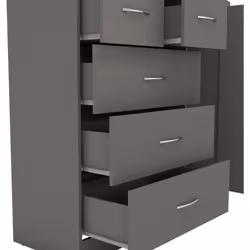 Nevada 1 Door 5 Drawer Low Wardrobe Grey Gloss and Oak Effect