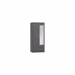Nevada Mirrored 2 Door 1 Drawer Wardrobe in 3D Effect Grey Finish