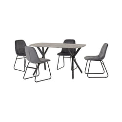 Athens Concrete Effect/Black Rectangular Dining Set with Lukas Chairs - Table with 4 Chairs - Grey Velvet