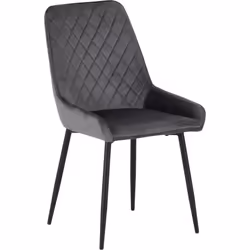 Athens Concrete Effect/Black Round Dining Set with Avery Chairs - Table with 4 Chairs - Grey Velvet