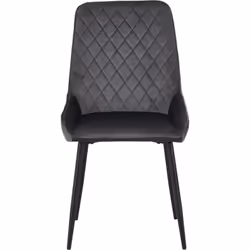 Athens Concrete Effect/Black Round Dining Set with Avery Chairs - Table with 4 Chairs - Grey Velvet