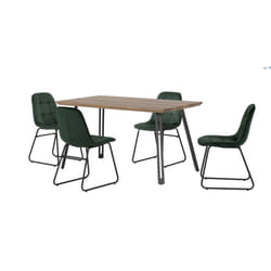 Quebec Straight Edge Dining Set Medium Oak Effect with Green Lukas Chairs