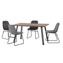 Quebec Straight Edge Dining Set Medium Oak Effect with Grey Lukas Chairs
