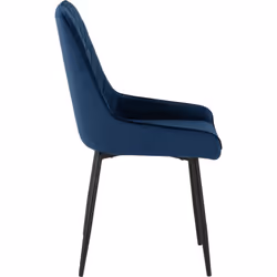 Athens Medium Oak Effect/Black Rectangular Dining Set with Avery Chairs - Table with 4 Chairs - Sapphire Blue Velvet