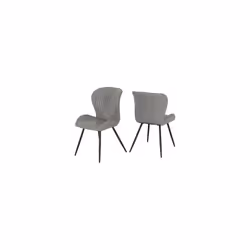 Quebec Dining Set Concrete Effect Wave Edge with 4 Grey Faux Leather Chairs
