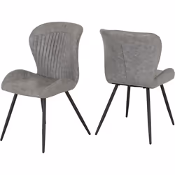 Seconique Quebec Chair in Grey Faux Leather Sold 4PC, W 51cm x D 62cm x H 90.5cm