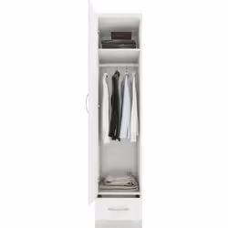 Nevada 1 Door 1 Drawer Wardrobe White Gloss Finish