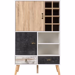 Nordic Wine Cabinet in White and Distressed Finish