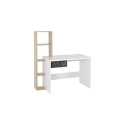 Seconique Nordic 1 Drawer Computer Desk in White/Distressed Effect, Engineered Wood, W 1200mm x D 550mm x H 1365mm