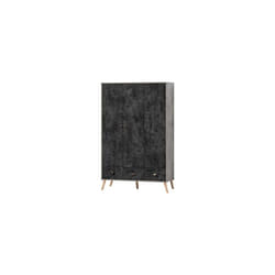 Nordic 3 Door 3 Drawer Wardrobe Concrete Effect/Charcoal