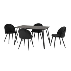 Marlow Dining Set Black Marble Effect 4 Black Velvet Chairs