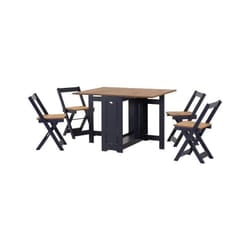 Santos Butterfly Navy Blue/Distressed Waxed Pine Set - Table with 4 Chairs