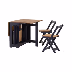 Santos Butterfly Navy Blue/Distressed Waxed Pine Set - Table with 4 Chairs