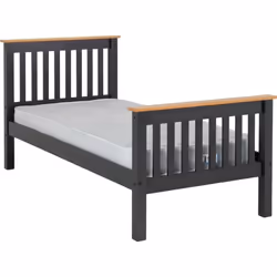 Monaco 3ft Single Bed 90cm High Foot End Frame in Grey and Oak Finish