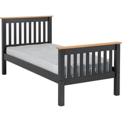 Monaco 3ft Single Bed 90cm High Foot End Frame in Grey and Oak Finish