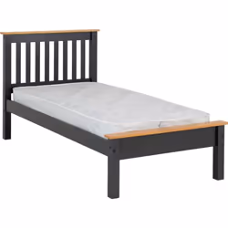 Monaco 3ft Single Bed Low Foot End in Grey and Oak Finish 90cm