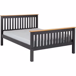Monaco 4ft6 Double Bed High Foot End in Grey and Oak