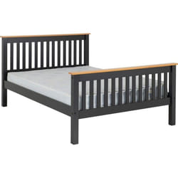 Monaco 4ft6 Double Bed High Foot End in Grey and Oak