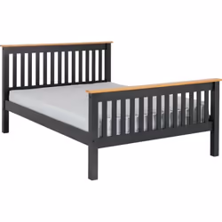 Monaco 5ft Kingsize Bed High Foot End in Grey and Oak