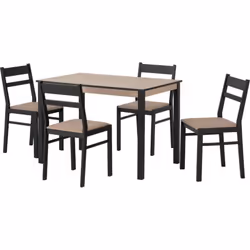 Radley Dining Set in Black and Oak 4 Chairs with Oat Fabric Seats
