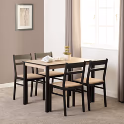 Radley Dining Set in Black and Oak 4 Chairs with Oat Fabric Seats - Additional view 10