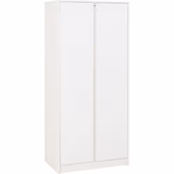 Malvern 2 Door Wardrobe in White Finish Hanging Rail and Shelf