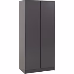 Malvern 2 Door Wardrobe in Grey Finish Hanging Rail and Shelf