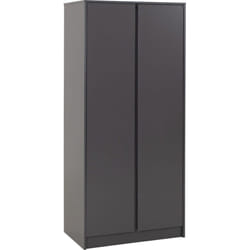 Malvern 2 Door Wardrobe in Grey Finish Hanging Rail and Shelf