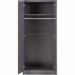 Malvern 2 Door Wardrobe in Grey Finish Hanging Rail and Shelf