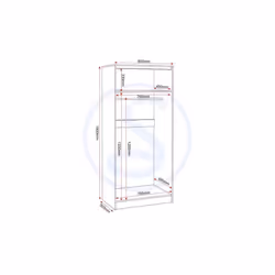 Malvern 2 Door Wardrobe in Grey Finish Hanging Rail and Shelf