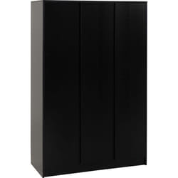 Malvern 3 Door Wardrobe in Black Finish Hanging Rail and Shelving