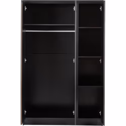 Malvern 3 Door Wardrobe in Black Finish Hanging Rail and Shelving
