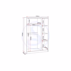 Malvern 3 Door Wardrobe in Grey Finish Hanging Rail and Shelving