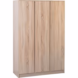 Malvern 3 Door Wardrobe in Sonoma Oak Effect Finish Hanging Rail and Shelving