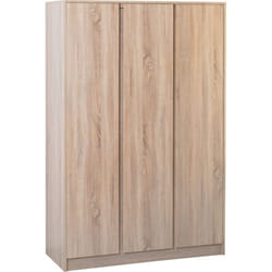 Malvern 3 Door Wardrobe in Sonoma Oak Effect Finish Hanging Rail and Shelving
