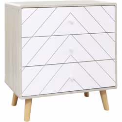 Dixie 3 Drawer Chest of Storage Drawers in Dusty Grey and White With Wooden Legs